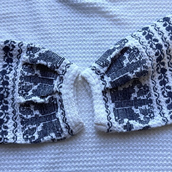 Sundance Top Womens XS White Waffle Knit Embroidered Boho Long Sleeve Pullover - Picture 3 of 6